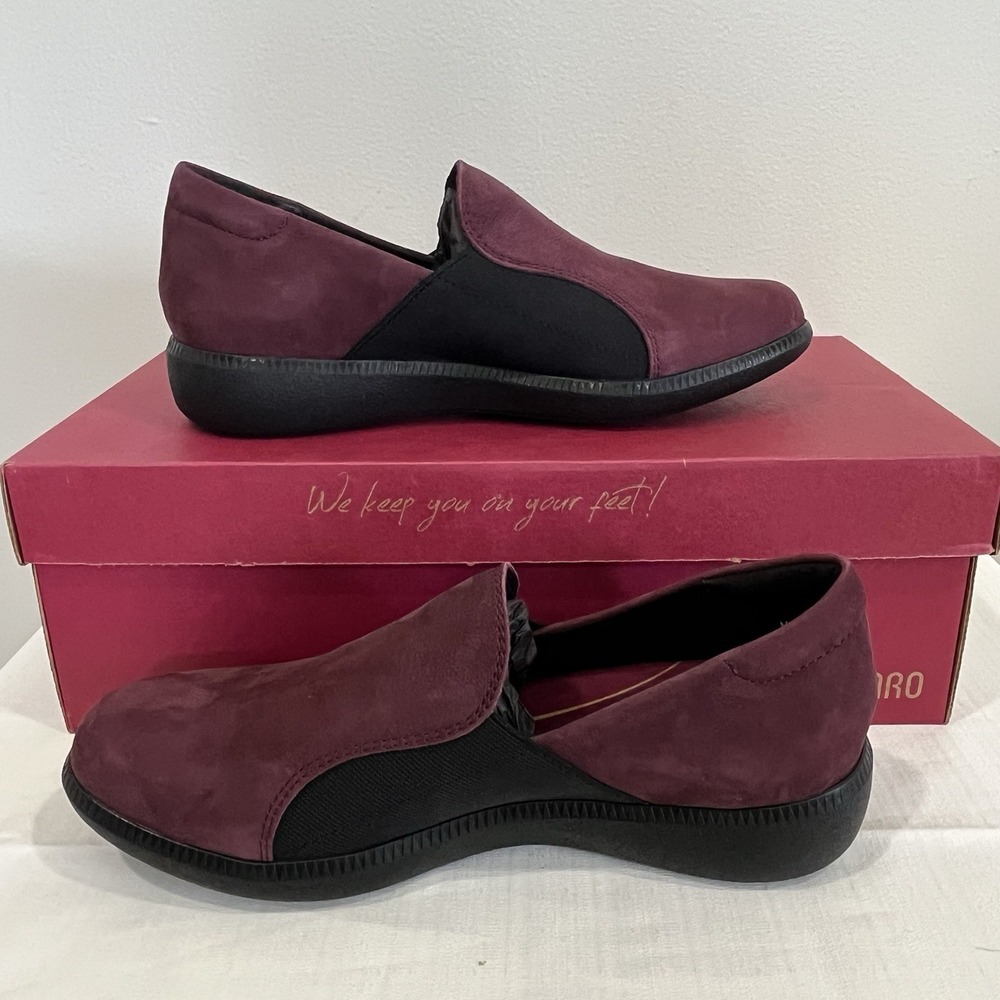 Munro Clay Women's Loafer Slip-On Arch‎ Support Wedge Leather Size 7 Wine Shoes